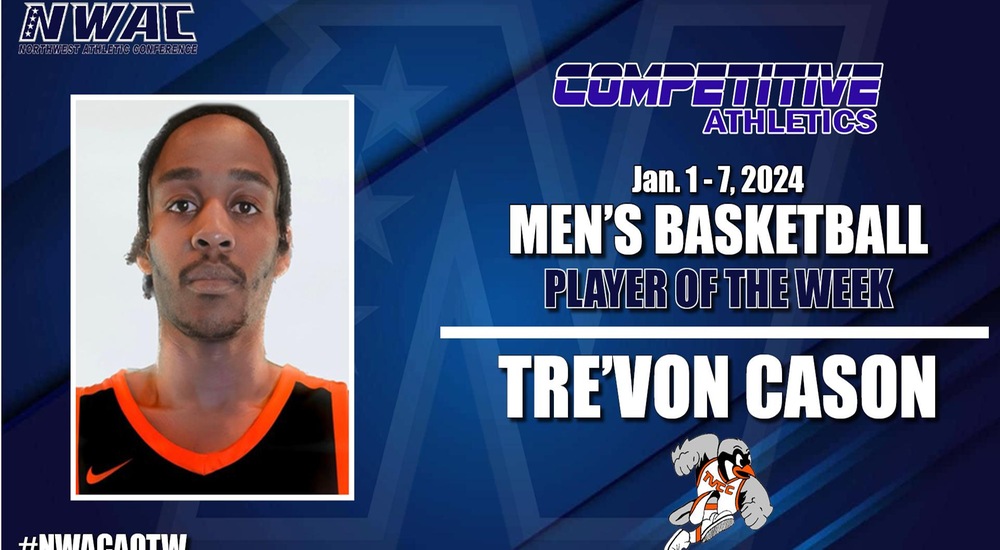 Cason Named NWAC Men's Basketball Athlete of the Week, January 1st-7th