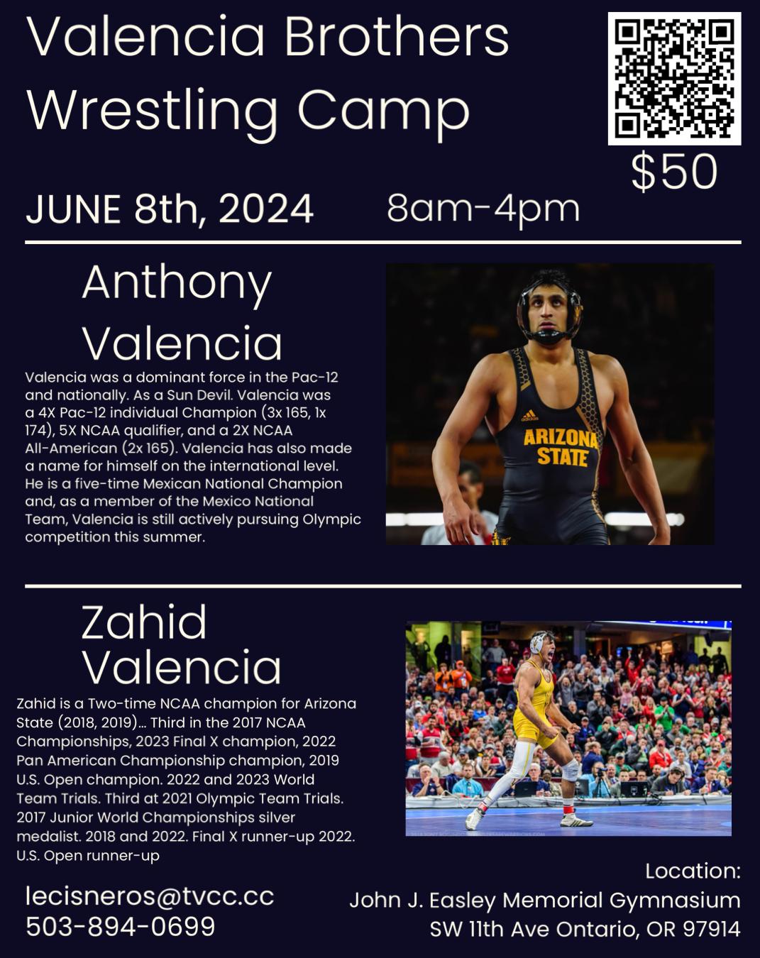 TVCC Wrestling Presents: Valencia Brothers Wrestling Camp on June 8th